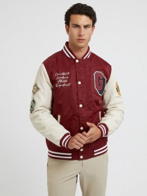 Chaqueta De Bombardero Guess Patches Hombre Vino | SE-877701