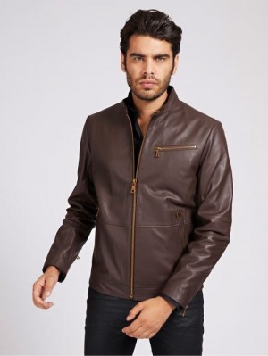 Chaqueta De Motociclista Guess Marciano Leather Hombre Marrom | SE-307218