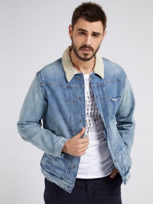 Chaquetas De Mezclilla Guess Relaxed Fit Hombre Azules | SE-149241