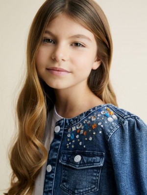 Chaquetas De Mezclilla Guess Sequins Niños Azules | SE-365579