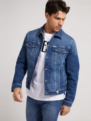 Chaquetas De Mezclilla Guess Slim Fit Hombre Azules | SE-813815