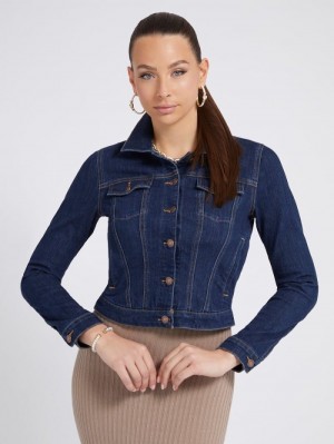 Chaquetas De Mezclilla Guess Slim Fit Mujer Azules | SE-447882