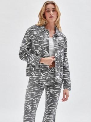 Chaquetas De Mezclilla Guess Zebra Print Mujer Negros | SE-149870