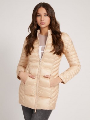 Chaquetas De Plumas Guess Packable Real Mujer Beige | SE-015180