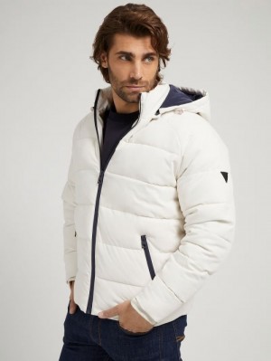 Chaquetas De Plumas Guess Padded Hooded Hombre Blancos | SE-050611