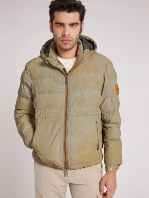 Chaquetas De Plumas Guess Padded Hooded Hombre Amarillos | SE-536406