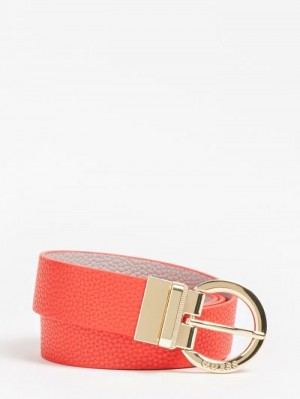 Cinturones Guess Alby Reversible Belt Mujer Rojos | SE-426616