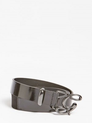 Cinturones Guess Icon Logo Belt Mujer Negros | SE-060720