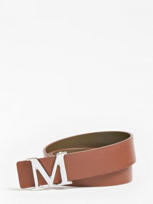 Cinturones Guess Marciano Logo Belt Hombre Marrom | SE-353094