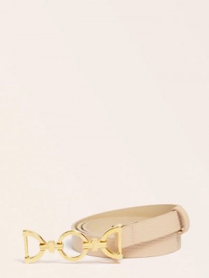 Cinturones Guess Marciano Real Leather Belt Mujer Beige | SE-569856