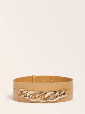 Cinturones Guess Marciano Real Leather Belt Mujer Beige | SE-676226