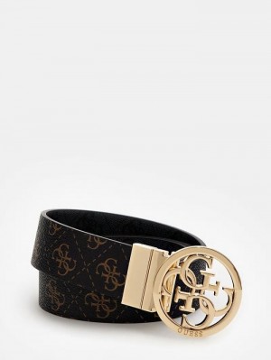 Cinturones Guess Noelle Reversible 4g Logo Belt Mujer Marrom Oscuro | SE-652238