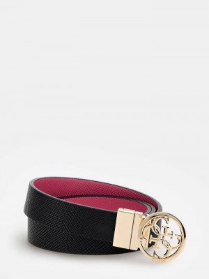 Cinturones Guess Noelle Reversible Belt Mujer Negros | SE-087862