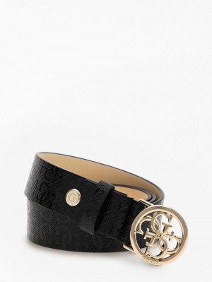 Cinturones Guess Sasky 4g Logo Belt Mujer Negros | SE-155479