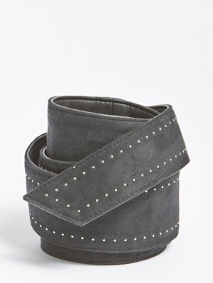 Cinturones Guess Studs Faux Suede Belt Mujer Negros | SE-992887