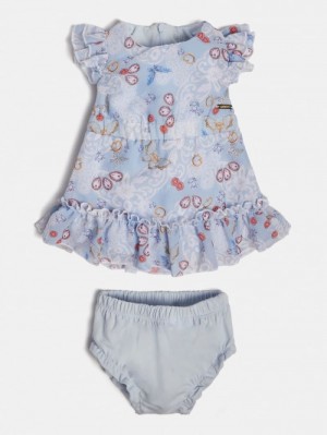 Conjuntos Guess All Over Print Dress And Panties Niños Azules Claro | SE-658177