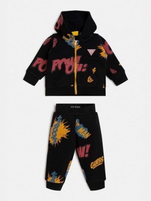 Conjuntos Guess Batman Print Sweatshirt And Pant Niños Negros | SE-573508