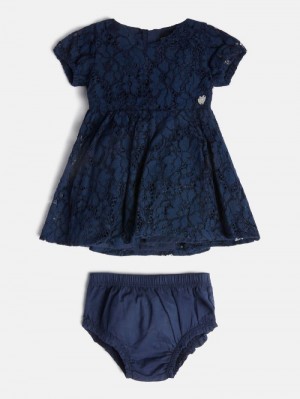 Conjuntos Guess Lace Insert Dress And Panties Niños Azules | SE-017846