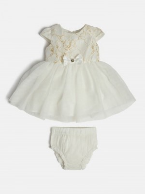 Conjuntos Guess Lace Insert Dress And Panties Niños Blancos | SE-655604