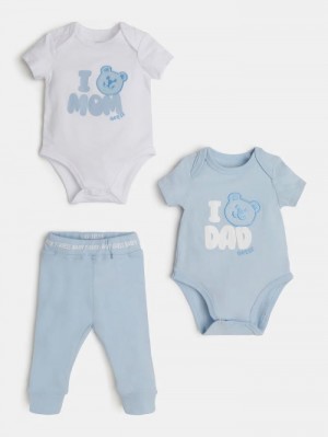 Conjuntos Guess Pack 2 Body And Pant Niños Azules Claro | SE-806292