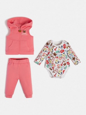 Conjuntos Guess Sweatshirt Pant And Body Niños Rosas | SE-687733