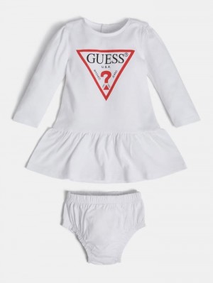 Conjuntos Guess Triangle Logo Dress And Panties Niños Blancos | SE-832547