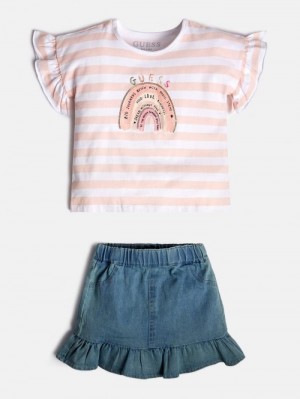 Conjuntos Guess T-shirt And Skirt Niños Rosas | SE-190332