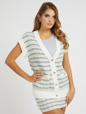 Cárdigan Guess Tweed Effect Sweater Mujer Azules Claro | SE-897205