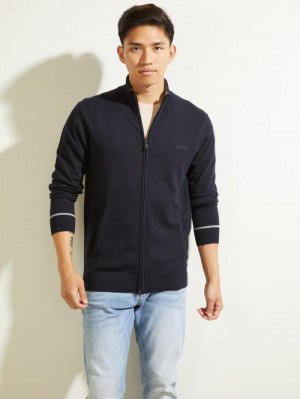 Cárdigan Guess Zip Fastening Hombre Azules | SE-721156