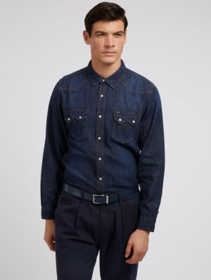 Denim Shirts Guess Regular Fit Hombre Azules | SE-300813