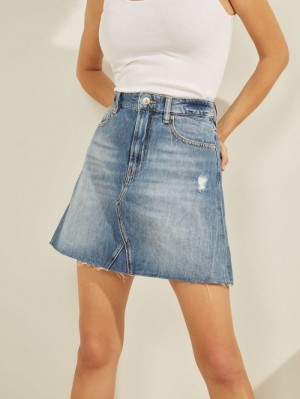 Denim Skirts Guess A-line Fit Mujer Azules | SE-544687