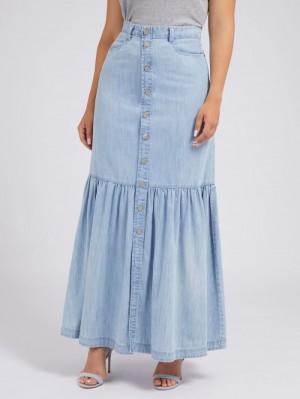 Denim Skirts Guess Long Mujer Azules | SE-732183