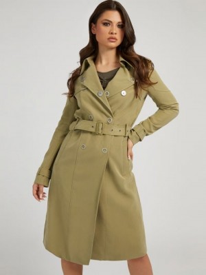 Gabardina Guess Viscose Blend Belted Mujer Verde Oliva | SE-704091