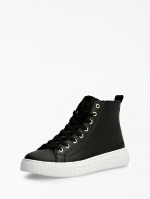 High Top Sneakers Guess Invyte Leather Blend Mujer Negros | SE-263157