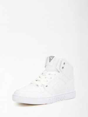 High Top Sneakers Guess Justis Mujer Blancos | SE-600337