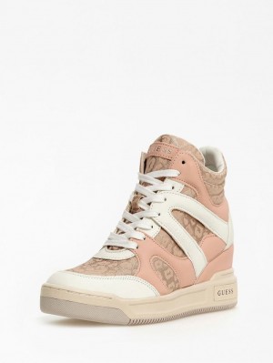 High Top Sneakers Guess Lisa Animalier Mujer Rosas | SE-177647