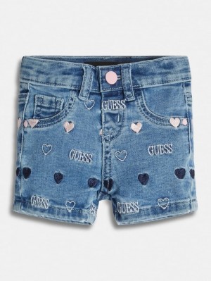 Jeans Cortos Guess Embroidered Niños Azules | SE-539222