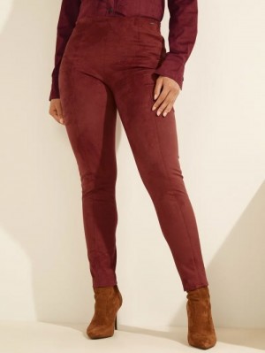 Leggins Guess Faux Suede Mujer Rojos | SE-730950