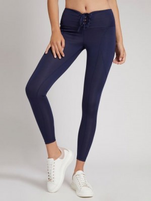 Leggins Guess Front Lace Up Microfiber Mujer Azules | SE-598093