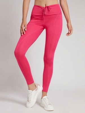 Leggins Guess Front Lace Up Microfiber Mujer Rosas | SE-325811