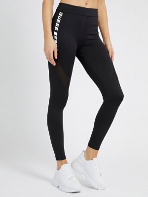 Leggins Guess Logo Tape Microfiber Mujer Negros | SE-792999