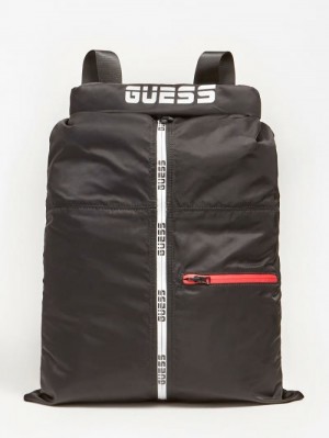 Mochilas Guess Athleisure Logo Lettering Hombre Negros | SE-553461