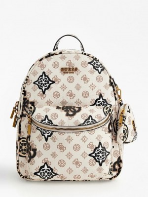 Mochilas Guess House Party 4g Peony Logo Mujer Creme | SE-849079