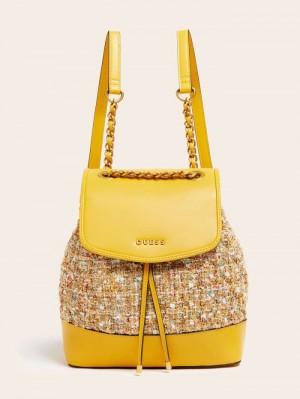 Mochilas Guess Kimi Tweed Mujer Dorados | SE-962951