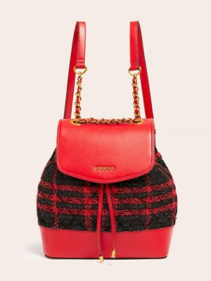 Mochilas Guess Kimi Tweed Mujer Marrom | SE-337252