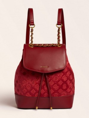 Mochilas Guess Kimi Velvet Mujer Rojos | SE-141069