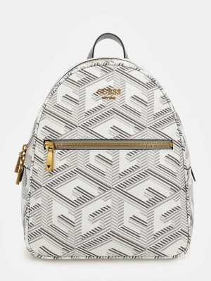 Mochilas Guess Vikky G Cube Logo Mujer Creme | SE-647042