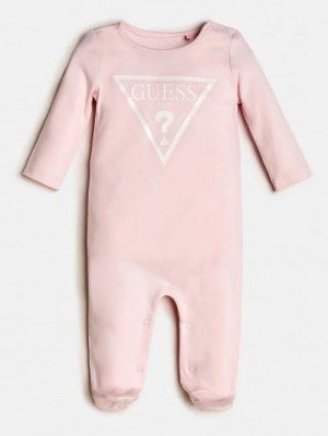 Monos Guess Triangle Logo Niños Rosas | SE-130910