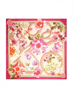 Neckerchief Guess Floral Print Logo Mujer Fucsia | SE-641269