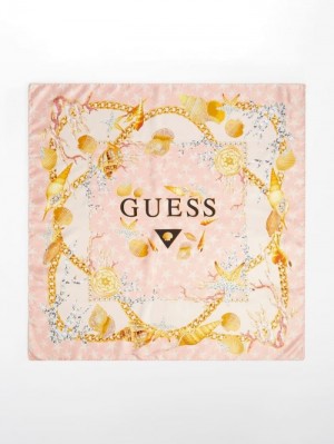 Neckerchief Guess Sea Print Logo Mujer Rosas | SE-724099